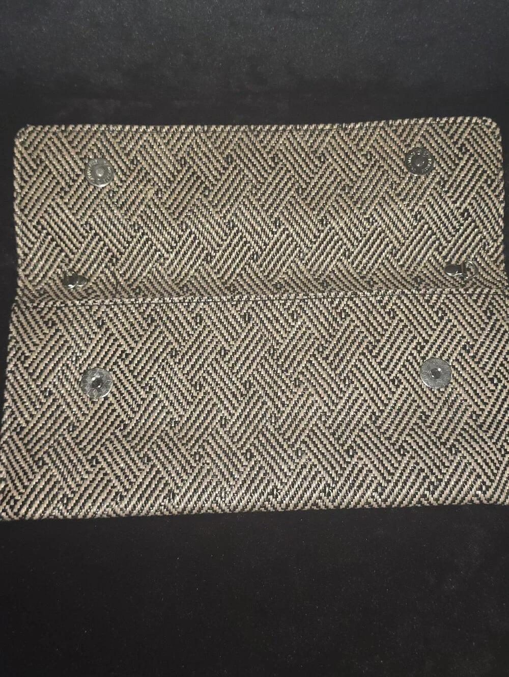 Boho Woven Straw Envelope Clutch Bag Black Natural Geometric Pattern